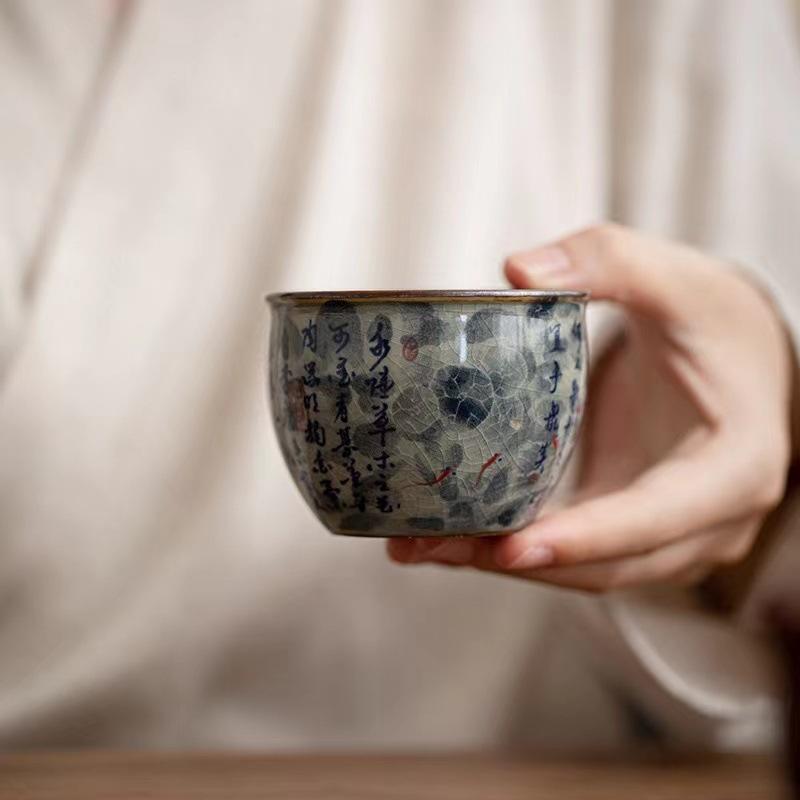 Ceașcă de ceai din porțelan albastru și alb, ceramic Gongfu, ceașcă individuală