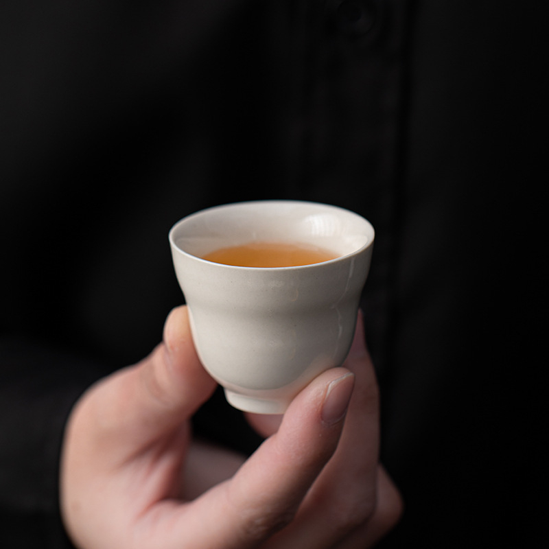 Ceașcă de porțelan cu glazură din cenușă vegetală, în formă de dovleac, pentru uz casnic, set Gongfu ceai minimalist, ceașcă individuală de degustare