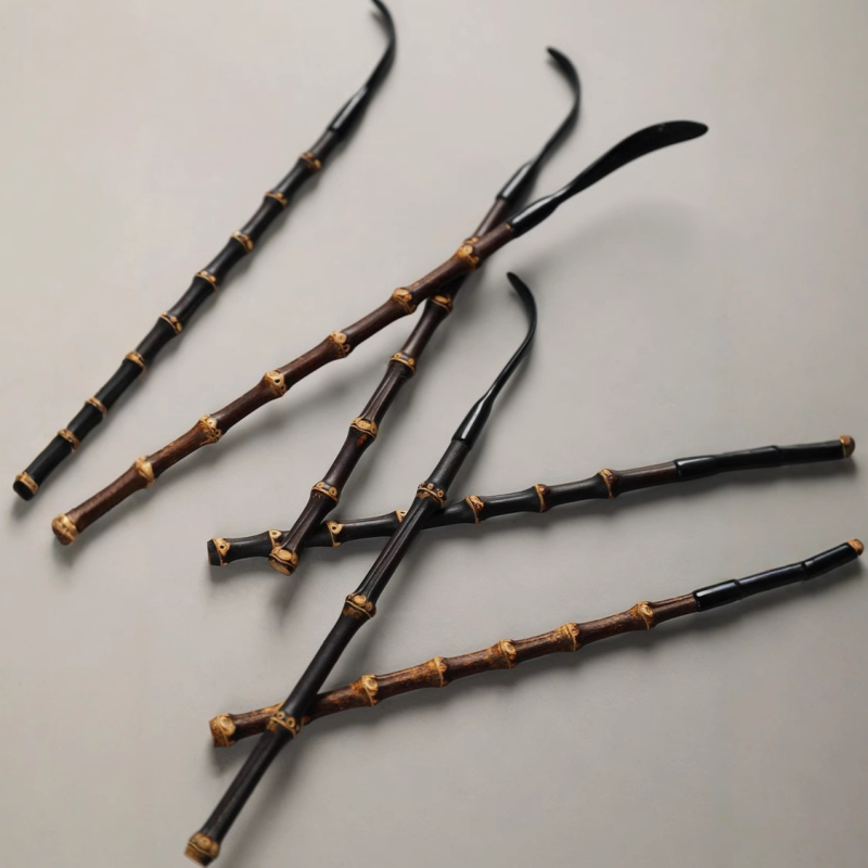 Set de ustensile pentru ceai Gongfu din bambus: linguriță pentru ceai, bețișor de amestec din bambus, bambus natural, stil vintage, șase unelte