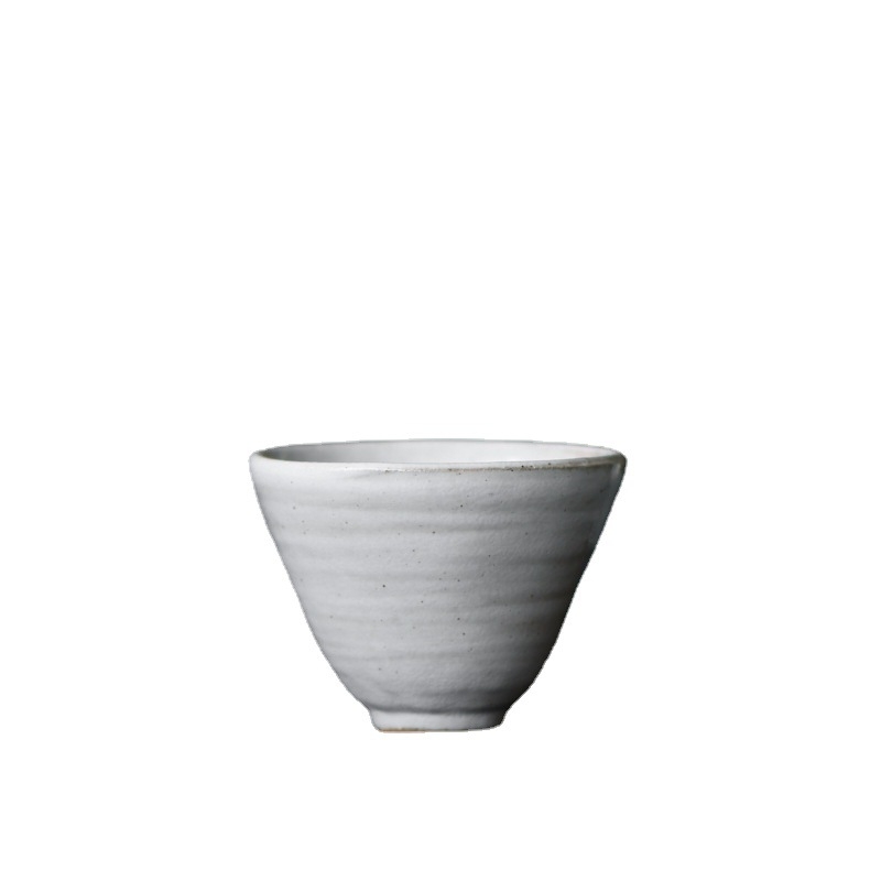 Ceșcuță de ceai din porțelan, lucrată manual, glazură pudră, capacitate mare, set Kung Fu, ceașcă ceramică creativă în formă de pălărie conică.
