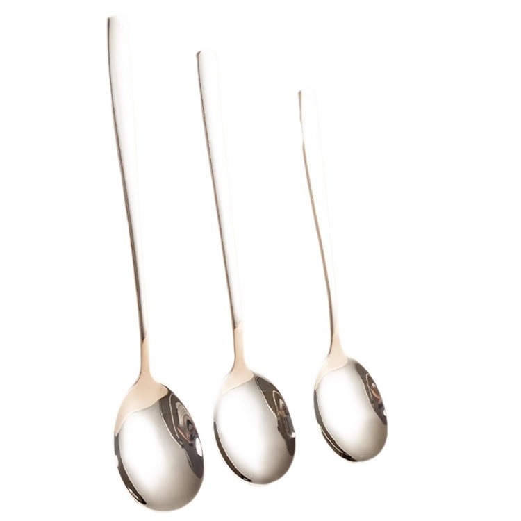 Lingură din oțel inoxidabil 316L, de calitate alimentară, pentru uz casnic, mâner lung, construcție îngroșată, design minimalist modern.