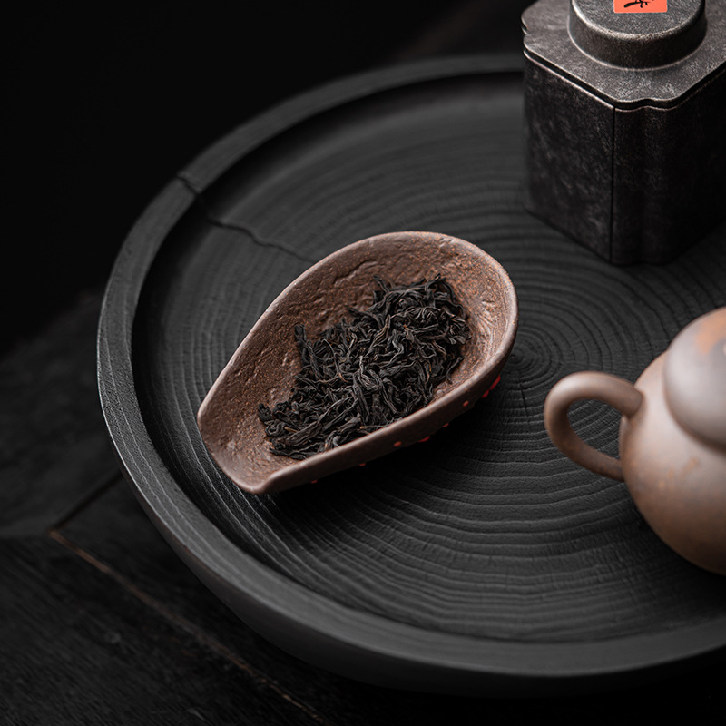 Accesorii pentru ceremonia ceaiului din lut ceramic: lingură pentru ceai și linguriță ceramică, set Gongfu din șase piese