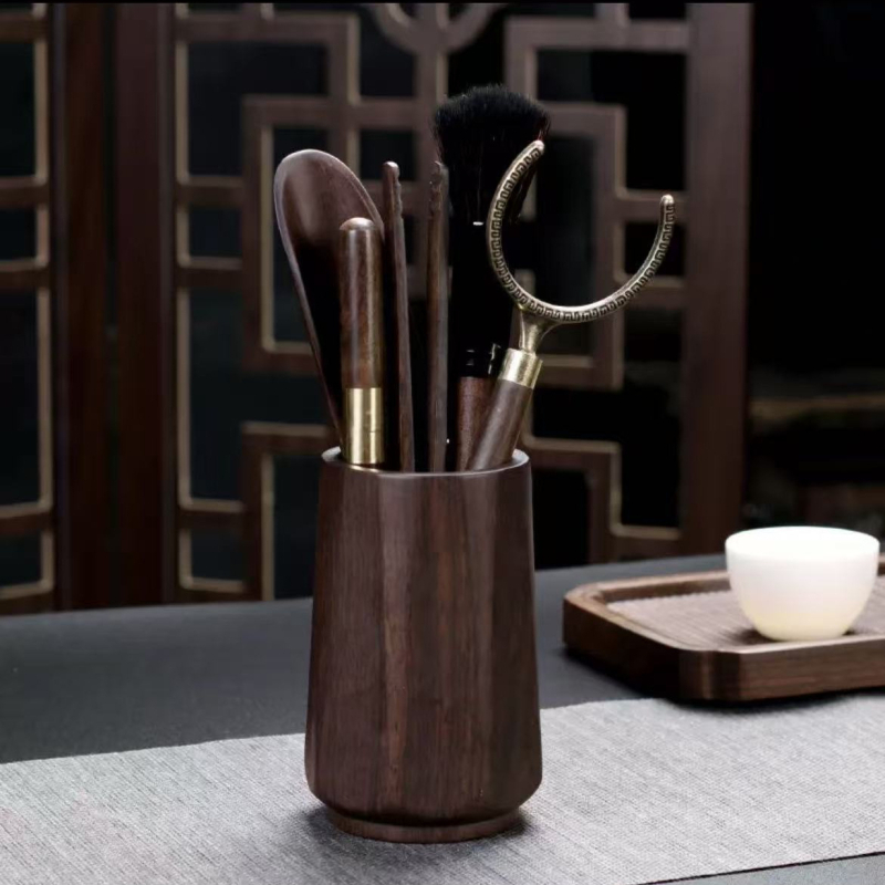 Set Gongfu pentru ceremonia ceaiului, din lemn de abanos, cu șase unelte: tub pentru ceai, clips pentru ceai, linguriță pentru ceai, cuțiș pentru ceai și piese de schimb