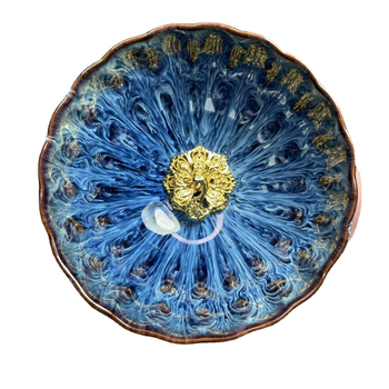 Ceșcuță ceramică Jian ware cu inlay auriu