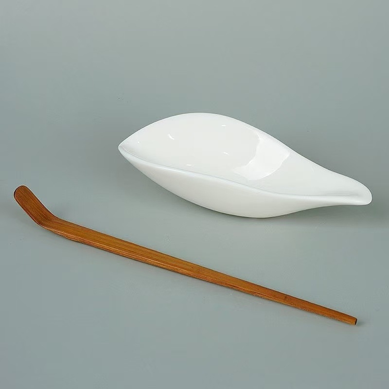 Tavă ceramică albă pentru ceai din dinastiile Tang și Song, accesorii pentru setul Kung Fu de ceai, lingură de ceai, ceremonial de ceai la domiciliu, separator de ceai, accesorii pentru ceai