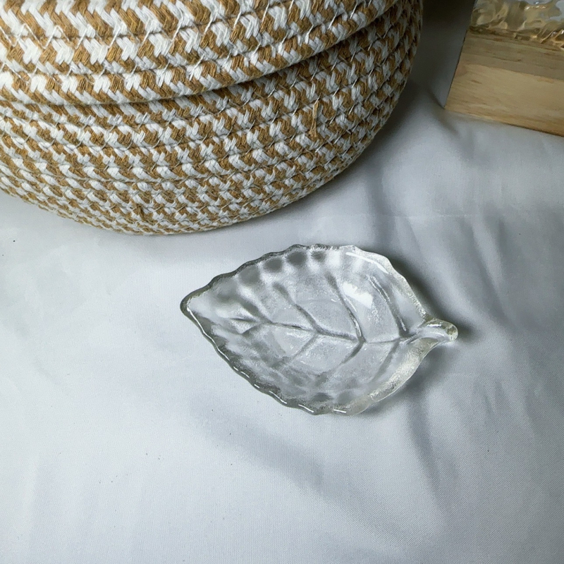 Set accesorii ceremonie ceai din sticlă cristal, măsură de ceai în formă de frunză și suport pentru ceai, decor pentru masă de ceai
