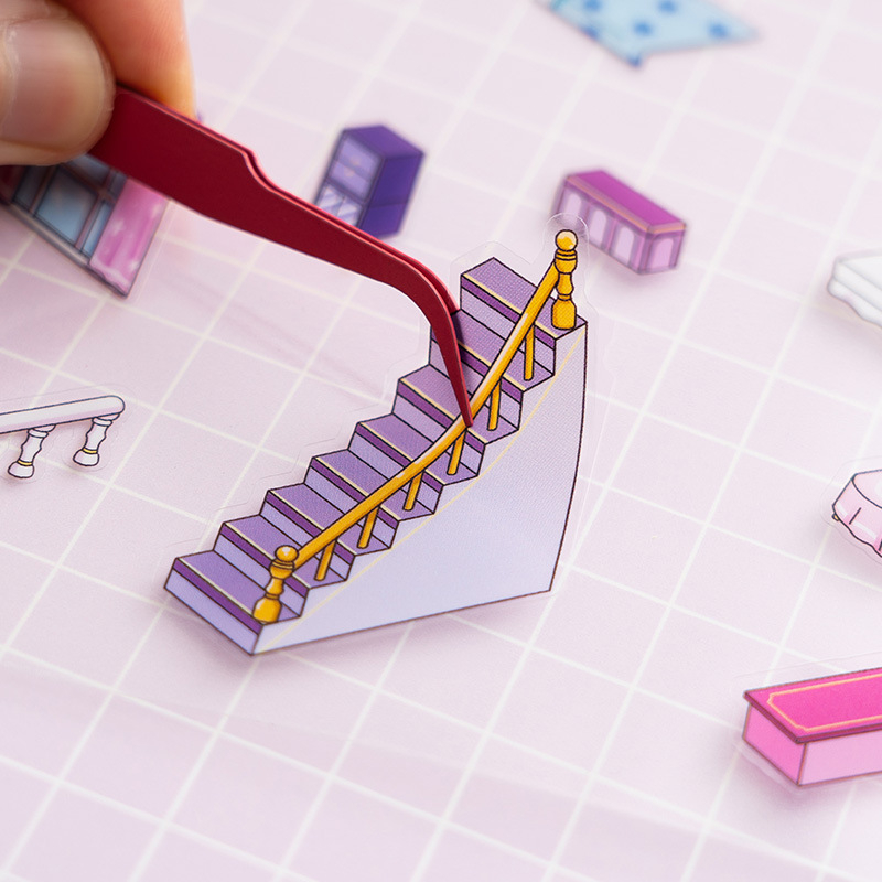 Set de stickere 3D diorama - desene animate drăguțe, handmade, DIY pentru jurnal