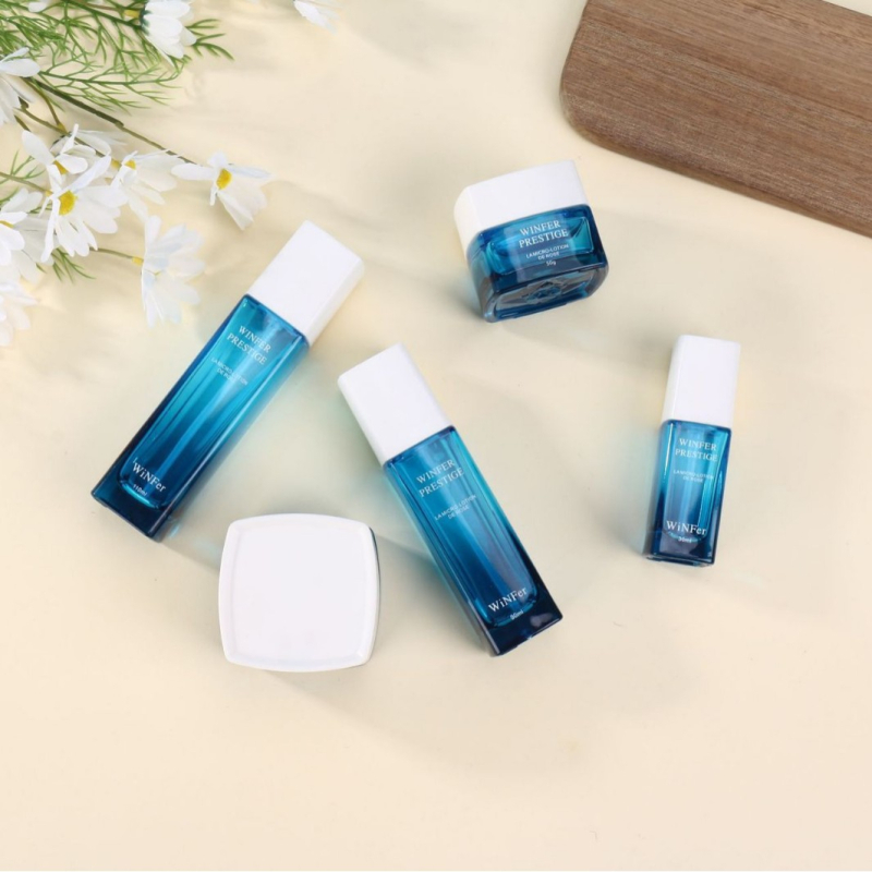 Set staklenih boca za njegu kože s pumpom, za kozmetičke losione s esencijalnim uljem, 30 ml, 50 ml, 100 ml