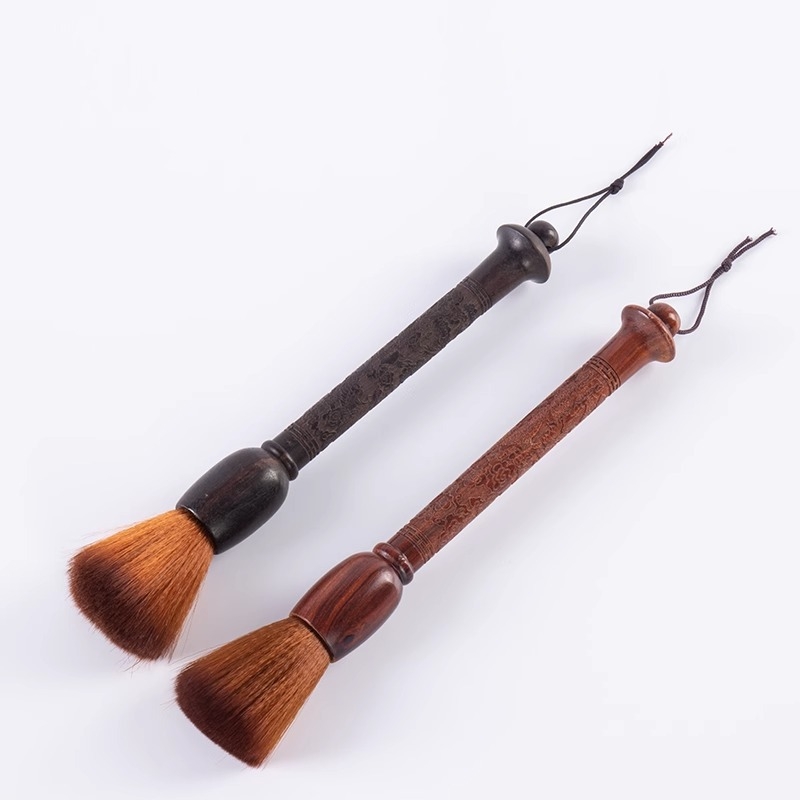 Set de perie de ceai sculptată Dragon și Phoenix pentru întreținerea ceainicului – perie de curățare și linguriță de ceai, design elegant
