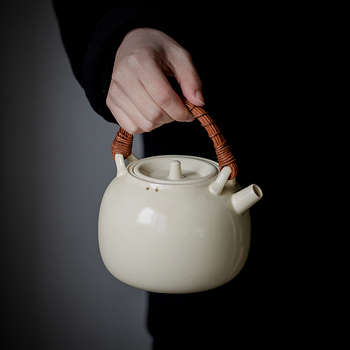 Ceainic ceramic cu glazură de sodă, cu mâner basculant, Gongfu ceainic chinezesc cu filtru, mare