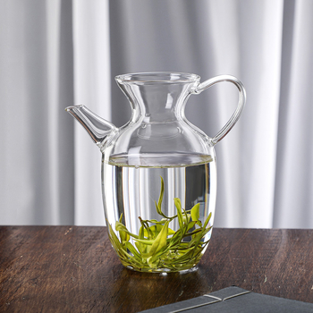 Ceainic din sticlă transparent cu set de cești pentru ceai verde