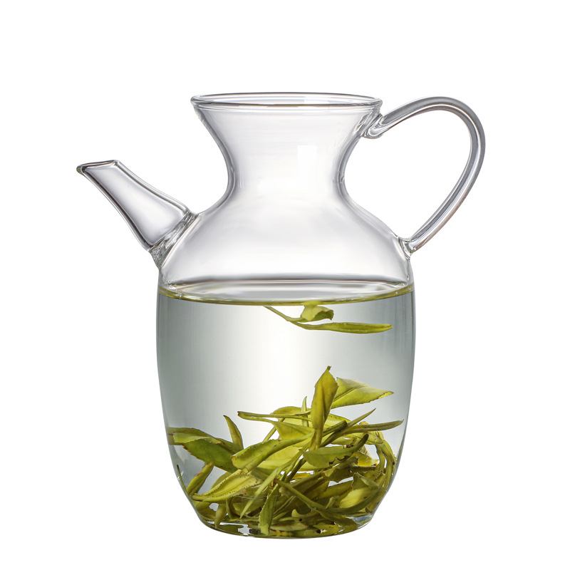 Ceainic din sticlă transparent cu set de cești pentru ceai verde