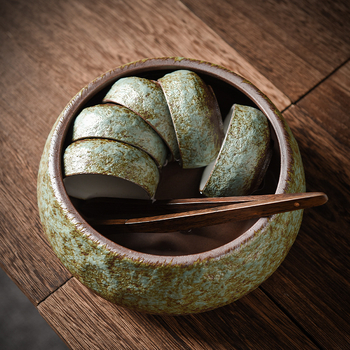 Zen inspirat ceainic ceramic pentru spălat ceai, mare capacitate, stil chinezesc, model de piatră