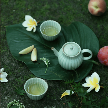 Ceainic în stil japonez, glazură din cenușă vegetală, porțelan alb, filtru cu bilă, design modern și elegant