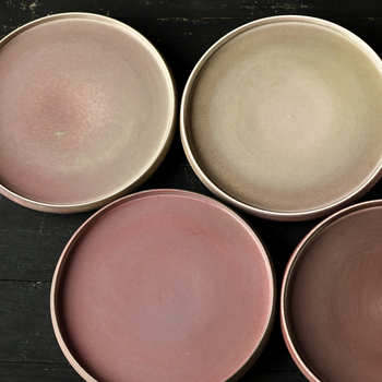Tava de ceai Gongfu din ceramică, lucrată manual, glazură roză și suport pentru ceainic