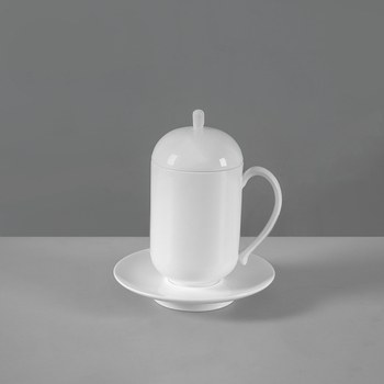 Ceșuță de conferință din porțelan osos, ceramică albă pentru ceai cu capac, pentru birou, cu logo personalizat