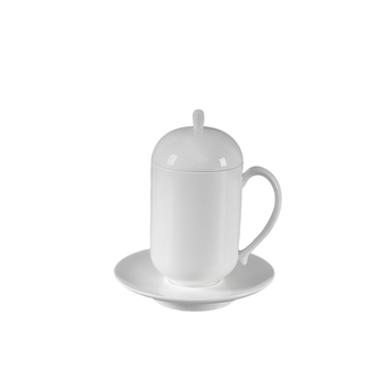 Ceșuță de conferință din porțelan osos, ceramică albă pentru ceai cu capac, pentru birou, cu logo personalizat