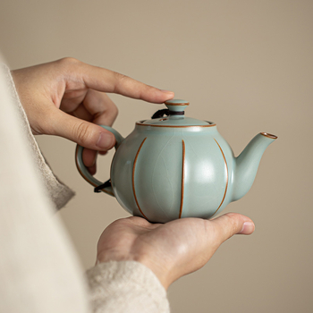 Ceainic Dehua Ru Kiln cu glazură crăpată, set ceai retro Kung Fu pentru casă și birou