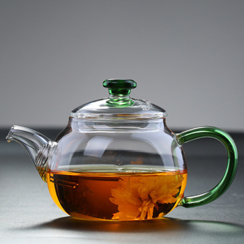 Ceainic din sticlă borosilicată, mic, pentru o porție, cu filtru, design simplu, set ceai