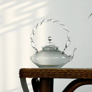 Ceainic din sticlă cu mâner de ridicare, stil ușor luxos, rezistent la căldură, pentru ceai cu flori și ceai negru – design Starry Sky