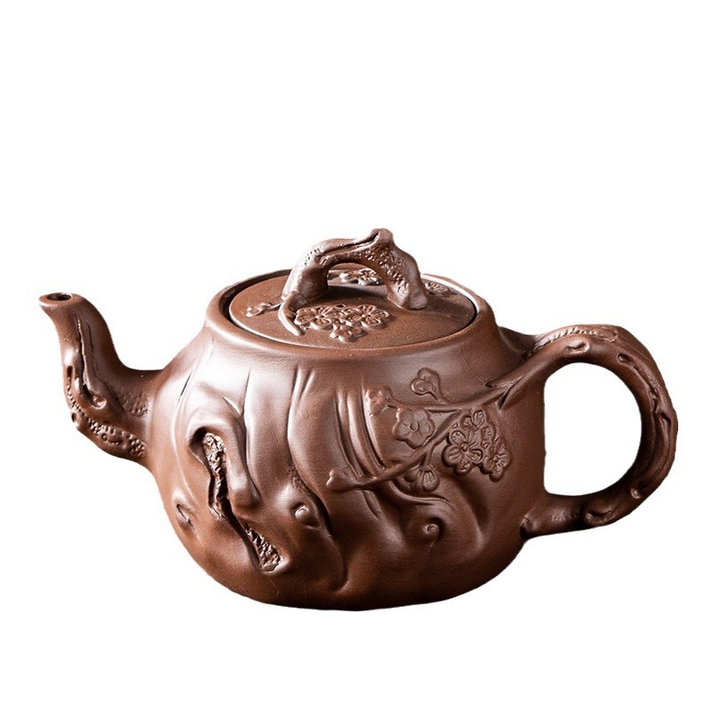 Ceainic din lut mov, capacitate mare, semi-artizanal, set ceramic de ceai cu cești pentru uz casnic