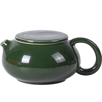 Ceainic ceramic Pu'er cu bilă filtrantă, verde smarald, stil retro, set pentru prepararea ceaiului acasă