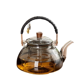 Ceainic din sticlă cu mâner în formă de semilună, sticlă borosilicată, pentru infuzarea ceaiului, set de cadou ceai