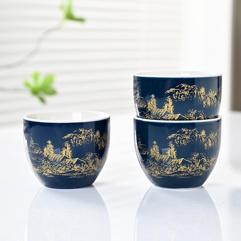 Set de ceai Kung Fu modern cu ceainic și mojar din piatră rotativ, ceramic, cutie cadou, rezistent la căldură, semi-automat, personalizabil, pentru casă și birou