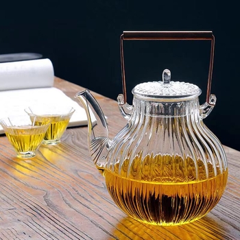 Ceainic din sticla cu petale de chrysanthemă, pentru fierberea apei și infuzarea ceaiului, set Kung Fu de ceai pentru birou