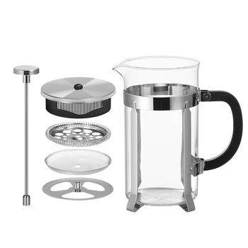 Presă franceză cu sticlă borosilicat de înaltă calitate, culoare roz-auriu, filtru din oțel inoxidabil pentru cafea și ceai