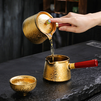 Set Gongfu din ceramică pentru uz casnic, stil retro minimalist, cu cești Tianmu și ceainice