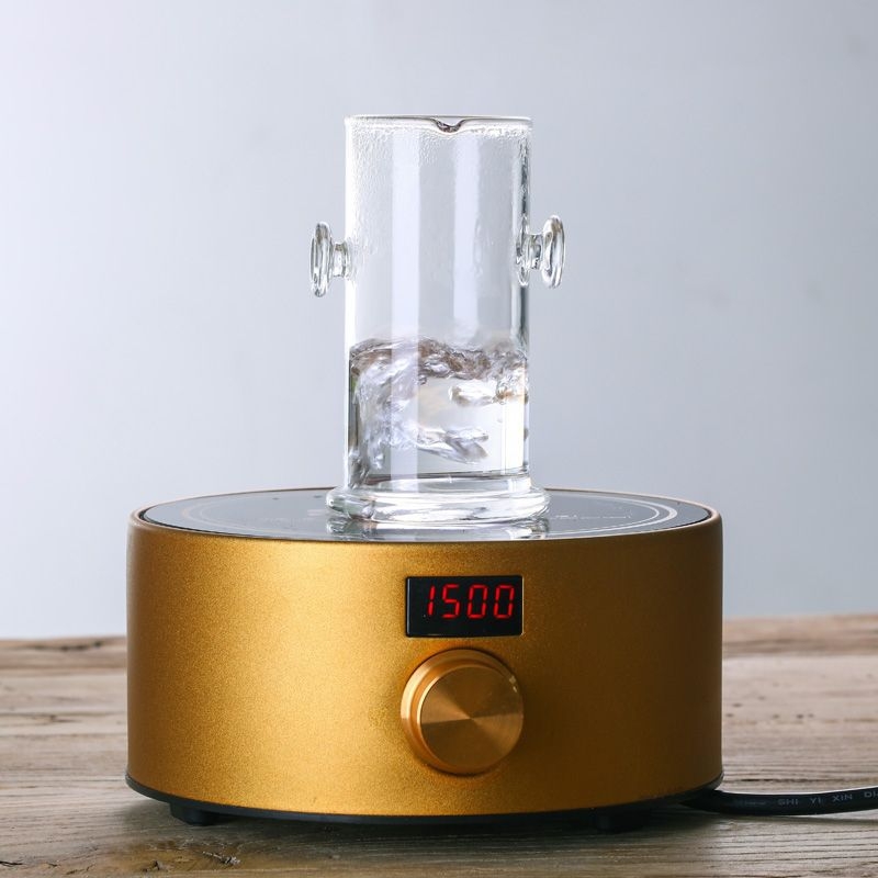 Ceainic din sticlă pentru Pu'er cu filtru și separare ceai-apă, set de ceai cu căni roșii cu două mâneri, pentru uz casnic