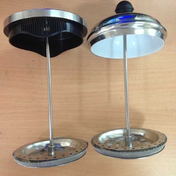 Filtru din oțel inoxidabil 150-mesh pentru cafetieră French press, cu capac, tijă de presare și placă inferioară