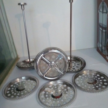 Filtru din oțel inoxidabil 150-mesh pentru cafetieră French press, cu capac, tijă de presare și placă inferioară
