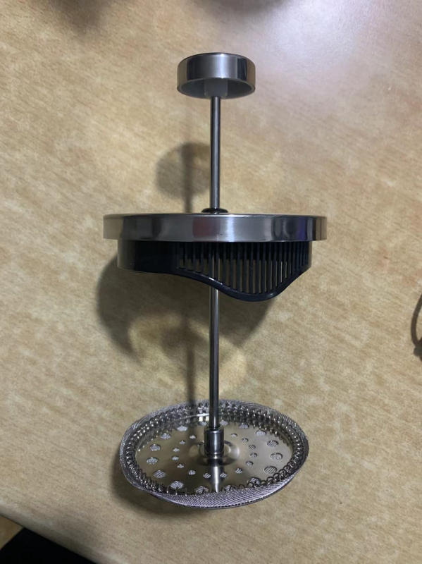 Filtru din oțel inoxidabil 150-mesh pentru cafetieră French press, cu capac, tijă de presare și placă inferioară