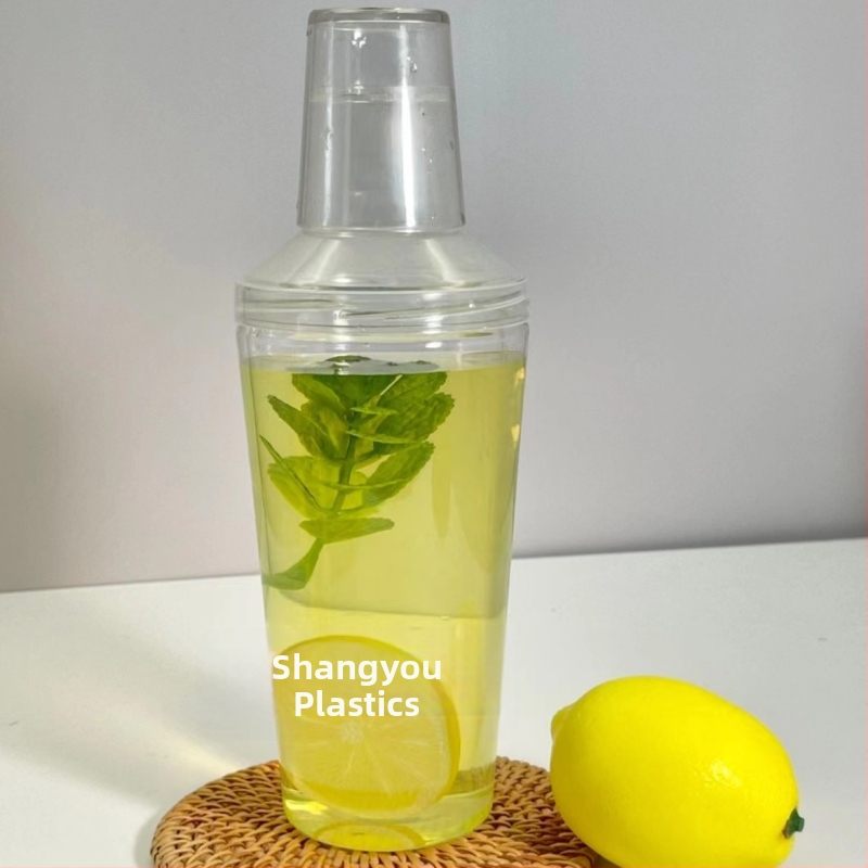 500 ml priehľadný PET šejker na čaj pre studené čaje