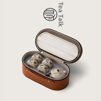 Set de ceai chinezesc nou în stil Kung Fu, porțelan Ru kiln, tavă ceramică, set de ceai de călătorie cu ceainic și cești