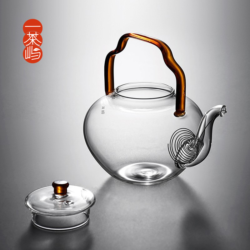 Ceainic din sticlă cu infuzor, stil japonez, aspect vintage, compact pentru uz casnic