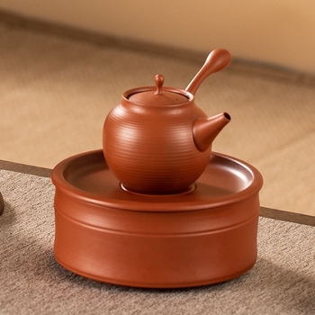 Ceainic Chaozhou cu mâner lateral, lut roșu din mină, stil japonez Kyusu, ceainic mic retro pentru set Gongfu de ceai