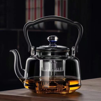 Ceainic din sticlă borosilicată de înaltă rezistență, cu mâner, pentru uz casnic și de birou, filtru universal pentru ceai, potrivit pentru plita ceramică electrică