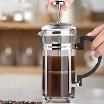 French press din sticlă pentru cafea și ceai, cu filtru manual