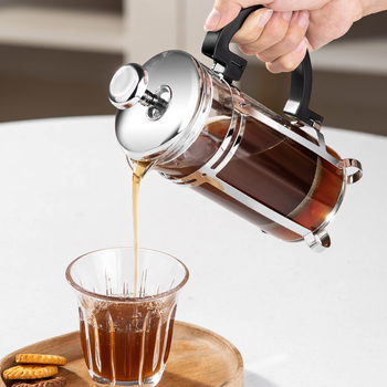 French press din sticlă pentru cafea și ceai, cu filtru manual