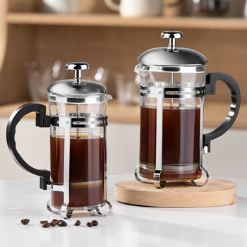 French press din sticlă pentru cafea și ceai, cu filtru manual