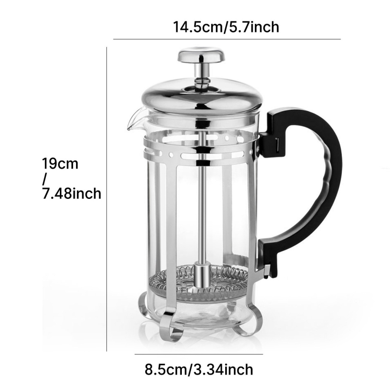 French press din sticlă pentru cafea și ceai, cu filtru manual