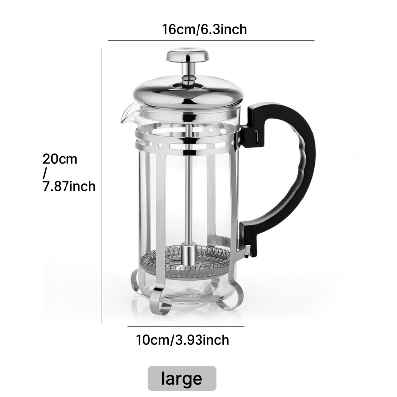 French press din sticlă pentru cafea și ceai, cu filtru manual