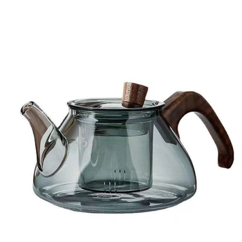 Ceainic cu corp din sticlă borosilicat rezistentă la căldură, pentru infuzare manuală a ceaiului și separare a apei