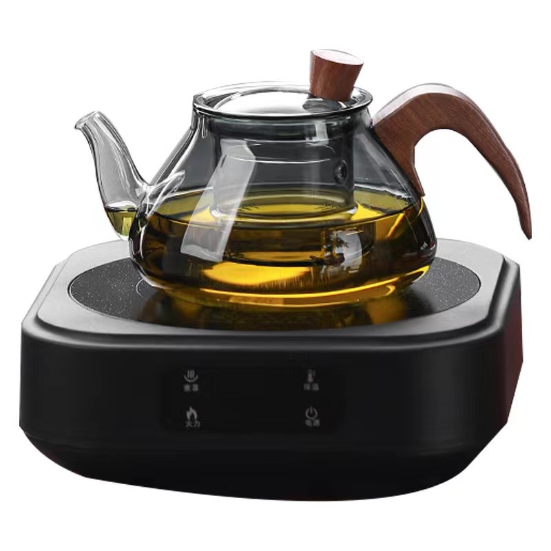 Ceainic cu corp din sticlă borosilicat rezistentă la căldură, pentru infuzare manuală a ceaiului și separare a apei