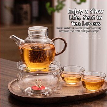 Ceainic din sticlă borosilicat rezistentă la căldură, mic capacitate, set Kung Fu ceai cu separare ceai-apă, pentru uz casnic