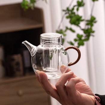 Ceainic din sticlă borosilicat rezistentă la căldură, mic capacitate, set Kung Fu ceai cu separare ceai-apă, pentru uz casnic