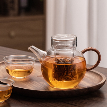 Ceainic din sticlă borosilicat rezistentă la căldură, mic capacitate, set Kung Fu ceai cu separare ceai-apă, pentru uz casnic